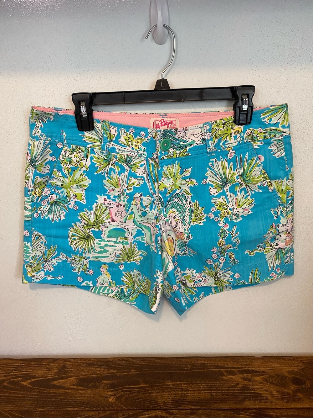Lilly Pulitzer Turquoise Multi Tropical Print Bermuda Shorts